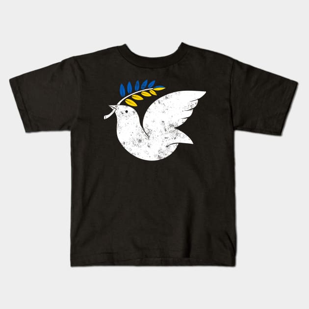 Ukraine Peace Dove Kids T-Shirt by Black Tee Inc